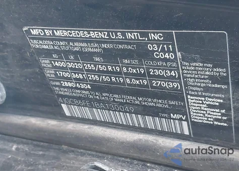 2011 Mercedes-Benz R 350 4Matic from USA, damaged, VIN 4JGCB6FE1BA130049